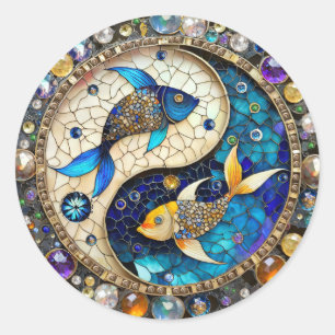 Dierenriem - Vissen Yin en Yang Ronde Sticker