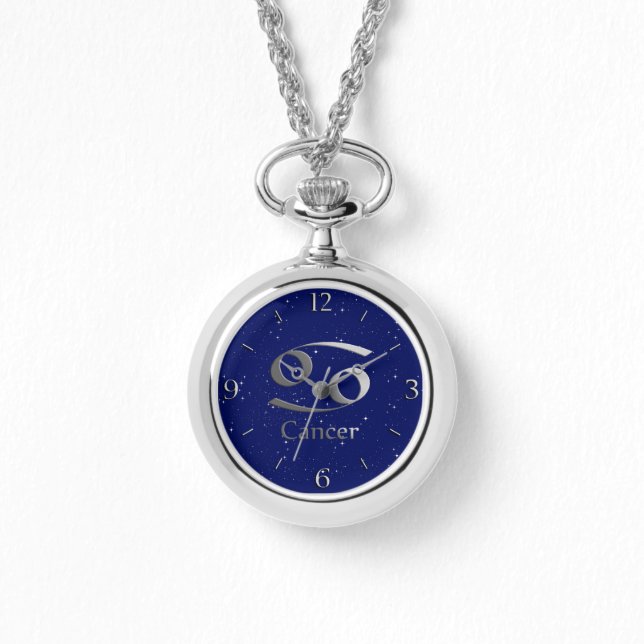 Dierenriem voor kanker op Deep Midnight Blue Horloge (Voorkant)