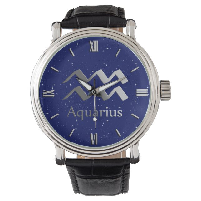 Dierenriem voor Waterman op Deep Midnight Blue Horloge (Voorkant)