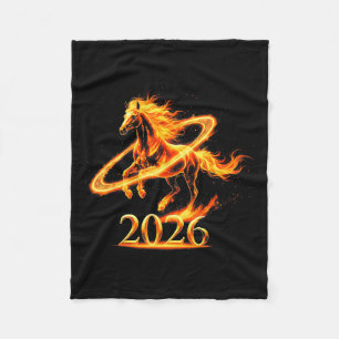 Dierenriem vuur goud jaar van het paard 2026 maann fleece deken