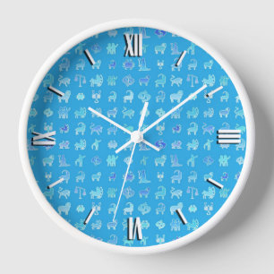 Dierenriemsymbolen, turquoise blauwe achtergrond