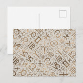 Dierenriemsymbool glyphs pastelgoud briefkaart (Voorkant / Achterkant)