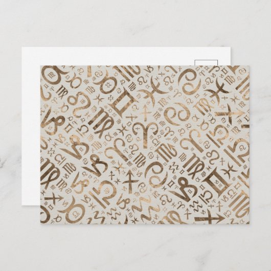 Dierenriemsymbool glyphs pastelgoud briefkaart (Voorkant / Achterkant)