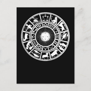 Dierenriemwiel met Zon en Astrologische Symbolen Feestdagenkaart