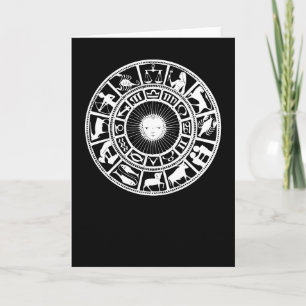 Dierenriemwiel met Zon en Astrologische Symbolen Kaart