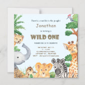 Dierensafari Wild One Camping Verjaardagsfeest Magnetische Uitnodiging (Voorkant)