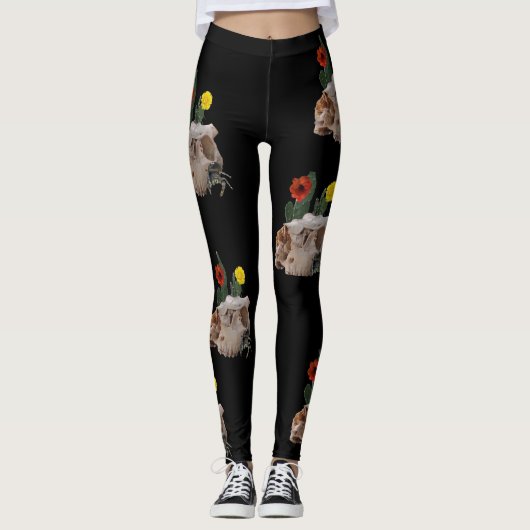 Dierenschedel, Cactus, Bloemen, en een Leuke Spin Leggings (Voorkant)
