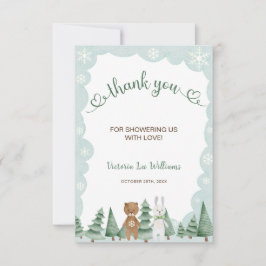 Dierensneeuwvlok Winter Baby Shower Bedankkaart