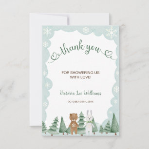 Dierensneeuwvlok Winter Baby Shower Bedankkaart
