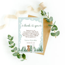 Dierensneeuwvlok Winter Baby Shower Bedankkaart