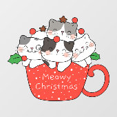 Dierenspeciaalzaak Meowy Christmas Schattige Cats Raamsticker (Vel)