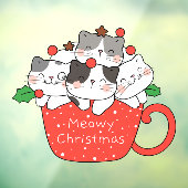 Dierenspeciaalzaak Meowy Christmas Schattige Cats Raamsticker (Vel 3)