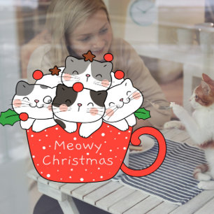Dierenspeciaalzaak Meowy Christmas Schattige Cats  Raamsticker