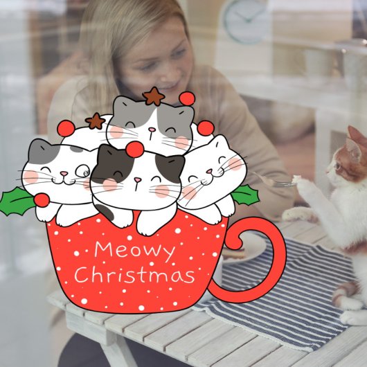 Dierenspeciaalzaak Meowy Christmas Schattige Cats Raamsticker