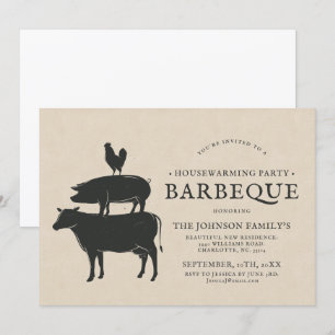 dierenstapel   Housewarming Barbecue Kaart