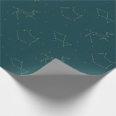 Dierensterrenbeelden Blauwgroen Night Sky Wrapping Cadeaupapier (Hoek)