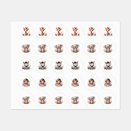 Dierenstickers voor Baby's Labels (Vel)