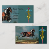 DIERENSYMBOOL VOOR DE HORSE REARING EN GOLD CADUCE VISITEKAARTJE (Voorkant / Achterkant)