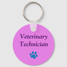 Dierentechnicus/Blauwe Pootafdruk/Roze Sleutelhanger