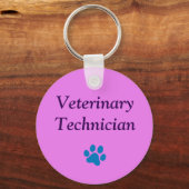 Dierentechnicus/Blauwe Pootafdruk/Roze Sleutelhanger (Voorkant)