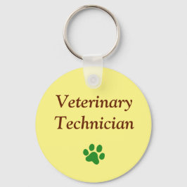 Dierentechnicus/Groene Pootafdruk/Geel Sleutelhanger