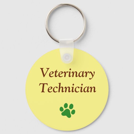 Dierentechnicus/Groene Pootafdruk/Geel Sleutelhanger (Voorkant)
