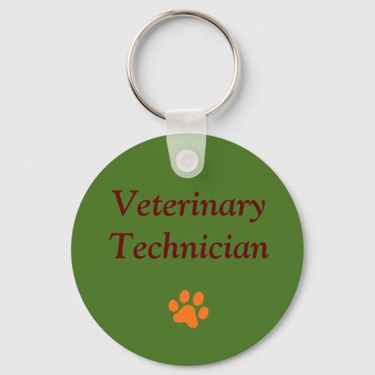 Dierentechnicus/Oranje Pootafdruk/Groen Sleutelhanger (Voorkant)