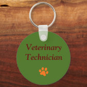 Dierentechnicus/Oranje Pootafdruk/Groen Sleutelhanger (Voorkant)