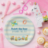 Dierentrein en Baby shower van vliegtuigjongen Papieren Bordje (Feest)