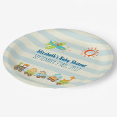 Dierentrein en Baby shower van vliegtuigjongen Papieren Bordje (Gekanteld)
