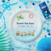 Dierentrein en Baby shower van vliegtuigjongen Papieren Bordje (Feest)