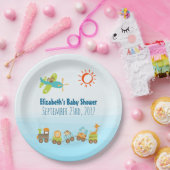 Dierentrein en Baby shower van vliegtuigjongen Papieren Bordje (Feest)