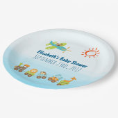 Dierentrein en Baby shower van vliegtuigjongen Papieren Bordje (Gekanteld)