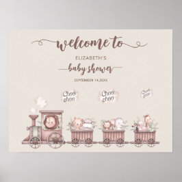 Dierentreinen Baby shower Boho Welkomstschuimbord Poster