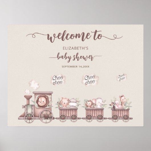 Dierentreinen Baby shower Boho Welkomstschuimbord Poster (Voorkant)