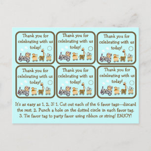 Dierentreinen Baby shower voor Labels Briefkaart