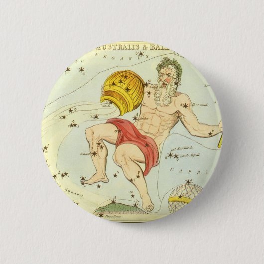 dierentuin, astrologie Aquarius constellatie Ronde Button 5,7 Cm (Voorkant)