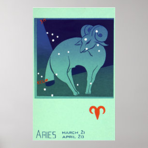 dierentuin, astrologie Aries Ram Constellation Poster