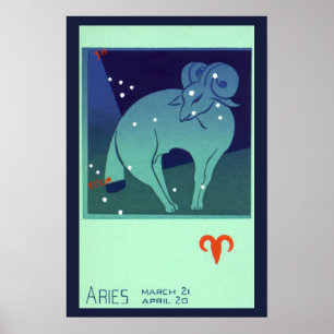 dierentuin, astrologie Aries Ram Constellation Poster