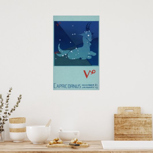 dierentuin, astrologie Capricorn constellatie Poster (Keuken)