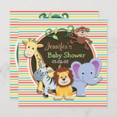 Dierentuin Baby shower, heldere regenboogstrepen Kaart (Voorkant / Achterkant)