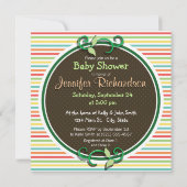 Dierentuin Baby shower, heldere regenboogstrepen Kaart (Achterkant)
