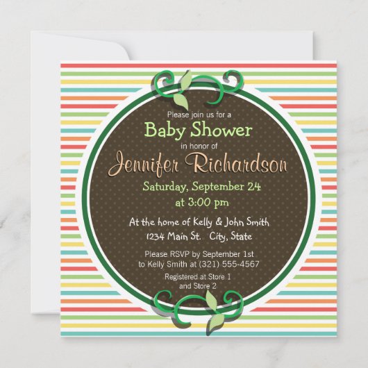 Dierentuin Baby shower, heldere regenboogstrepen Kaart (Achterkant)