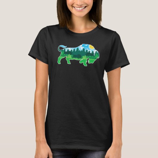 Dierentuin Buiten Dier Kamperen Mensen Buffel Bizo T-shirt (Voorkant)