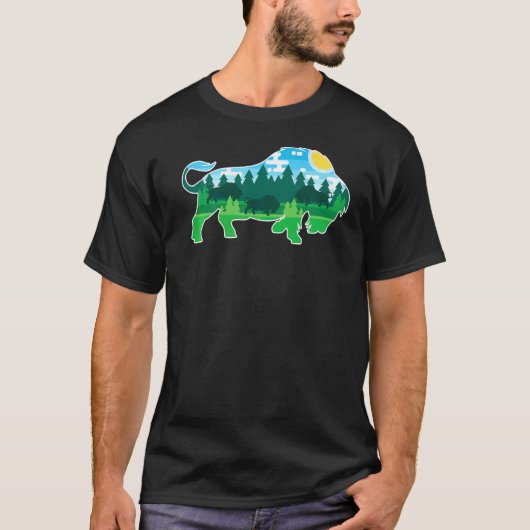Dierentuin Buiten Dier Kamperen Mensen Buffel Bizo T-shirt (Voorkant)