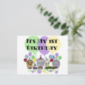 Dierentuin Dieren 1e Verjaardag Tshirts en geschen Briefkaart (Staand voorkant)