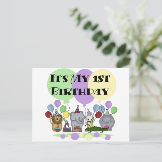 Dierentuin Dieren 1e Verjaardag Tshirts en geschen Briefkaart (Staand voorkant)