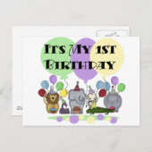 Dierentuin Dieren 1e Verjaardag Tshirts en geschen Briefkaart (Voorkant / Achterkant)