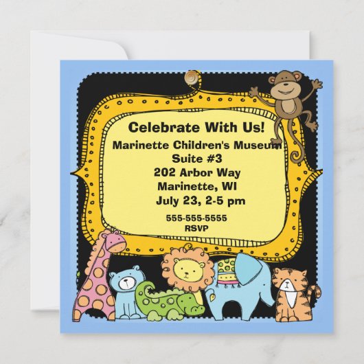 Dierentuin Dieren Giraffe Leeuw Verjaardag Custom Kaart (Achterkant)