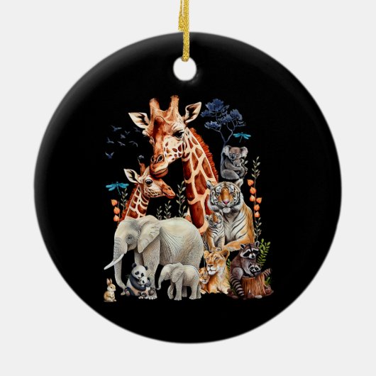 Dierentuin Dieren Wildlife Verjaardagsfeest Dier Keramisch Ornament (Achterkant)